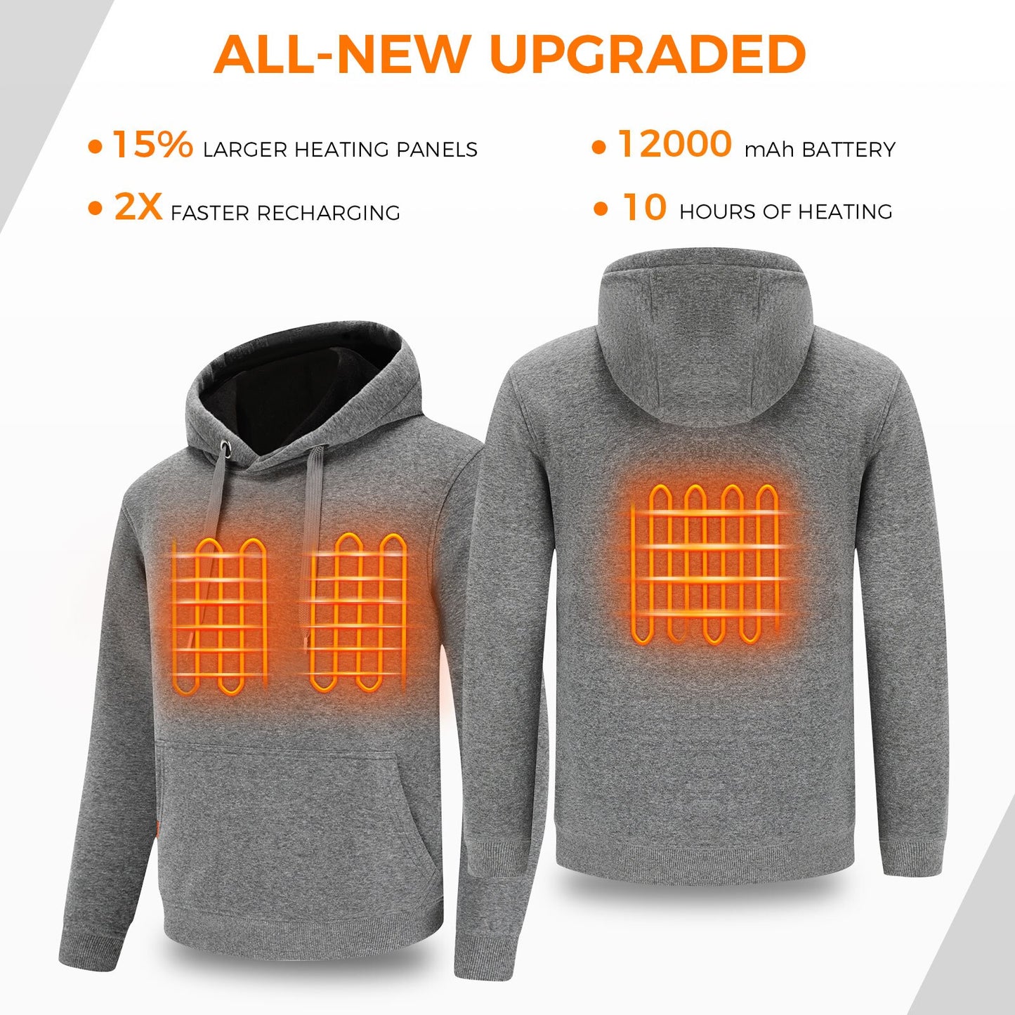 Heated Pullover Hoodies with Battery Pack 12000mAh for Men Women in Winter Fleece Hoodie Warm for Outdoor Camping Hiking Hunting