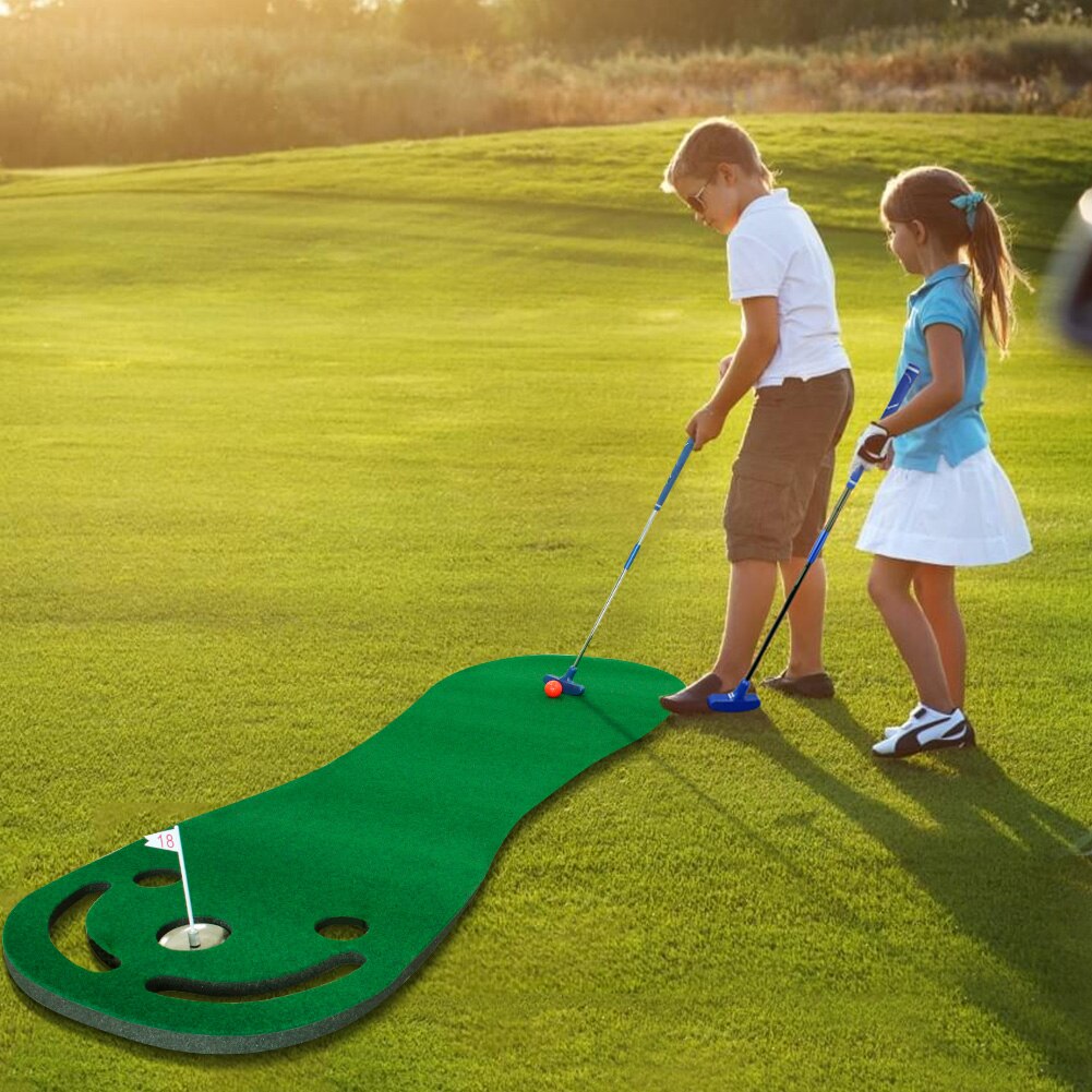 Putting Green Mats Set for Golf Putting Use Included 1 Putter & 3 Balls Training Aid Put Cup & Flags Indoor Outdoor Training Mat