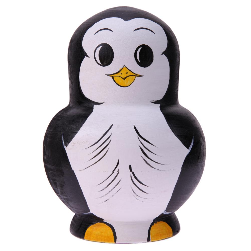 10pcs/Set Penguin Pattern Russian Matryoshka Doll Basswood Creative Wood Toy Gift Hand Paint Crafts Home Decor wholesale