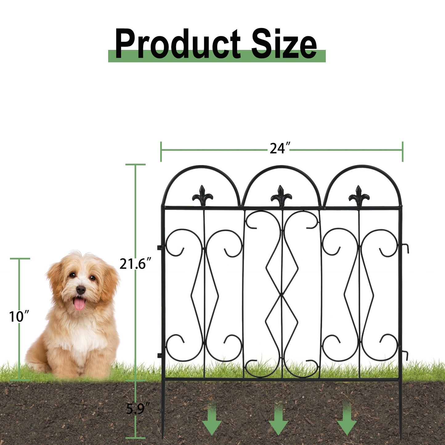 Large Decorative Garden Fence Outdoor Coated Metal Rustproof Landscape Wrought Iron Wire Border Folding Patio