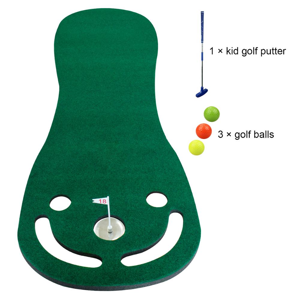 Putting Green Mats Set for Golf Putting Use Included 1 Putter & 3 Balls Training Aid Put Cup & Flags Indoor Outdoor Training Mat