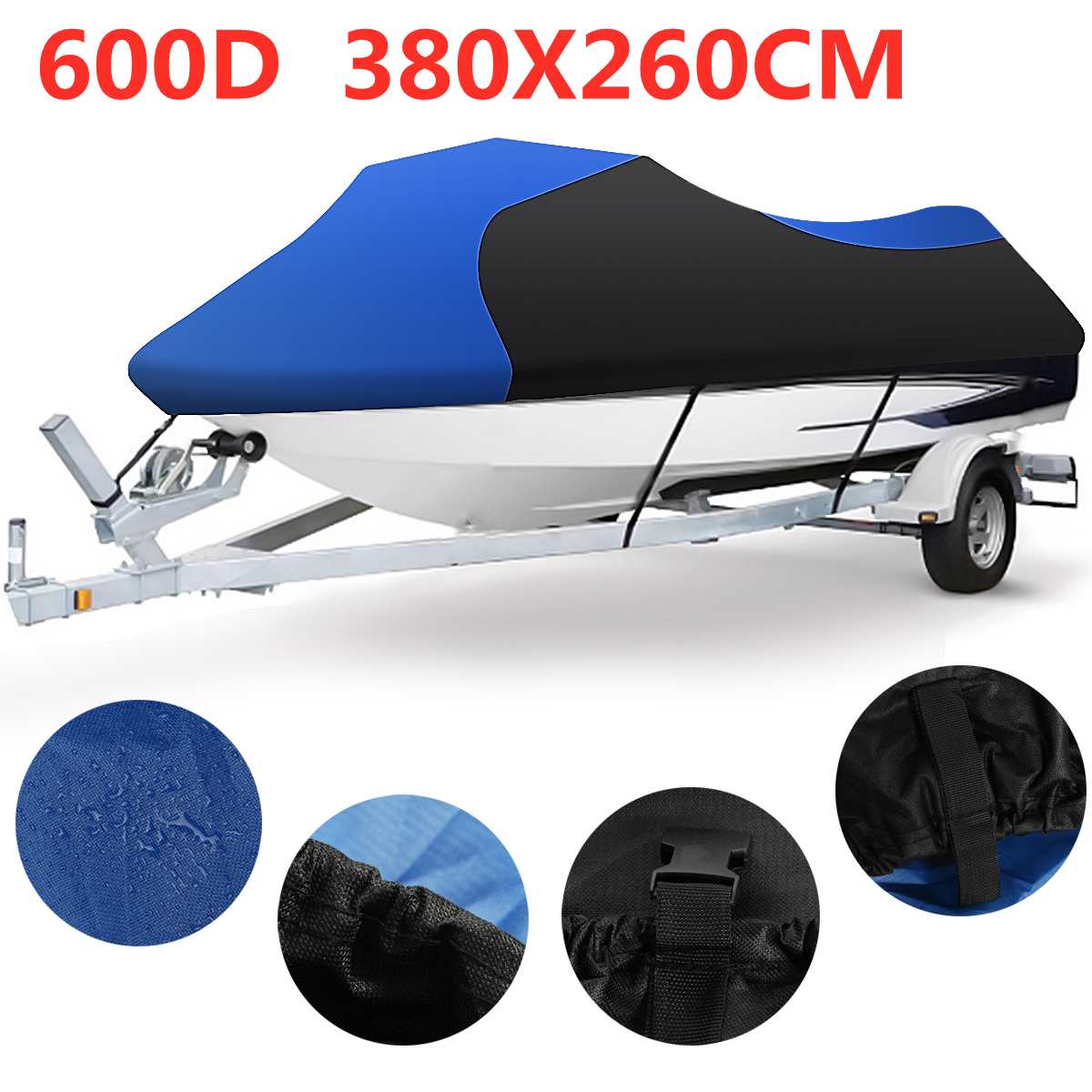 Motorboat Jet Ski Trailerable Cover 600D Waterproof Motor Boat Cover For Yamaha WaveRunner EXR VX Cruiser For Sea Doo GTI