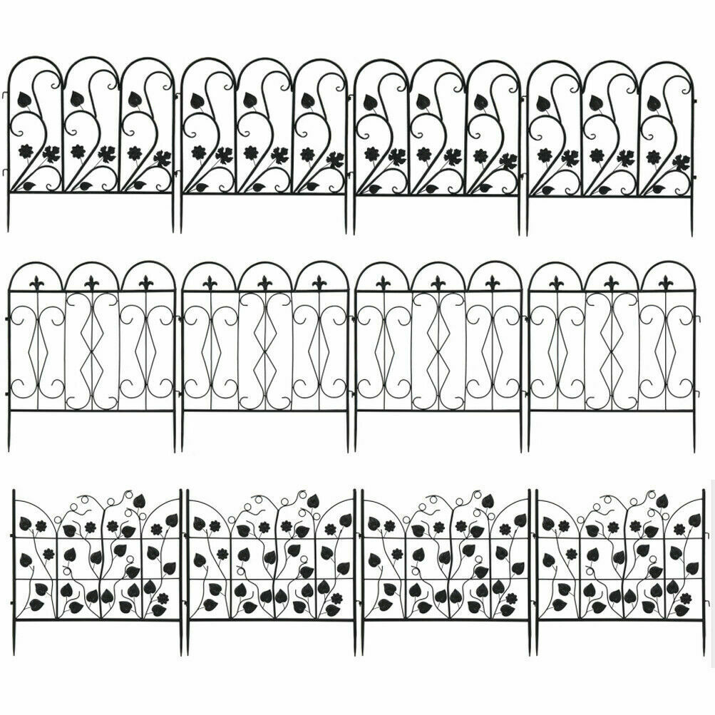 Large Decorative Garden Fence Outdoor Coated Metal Rustproof Landscape Wrought Iron Wire Border Folding Patio