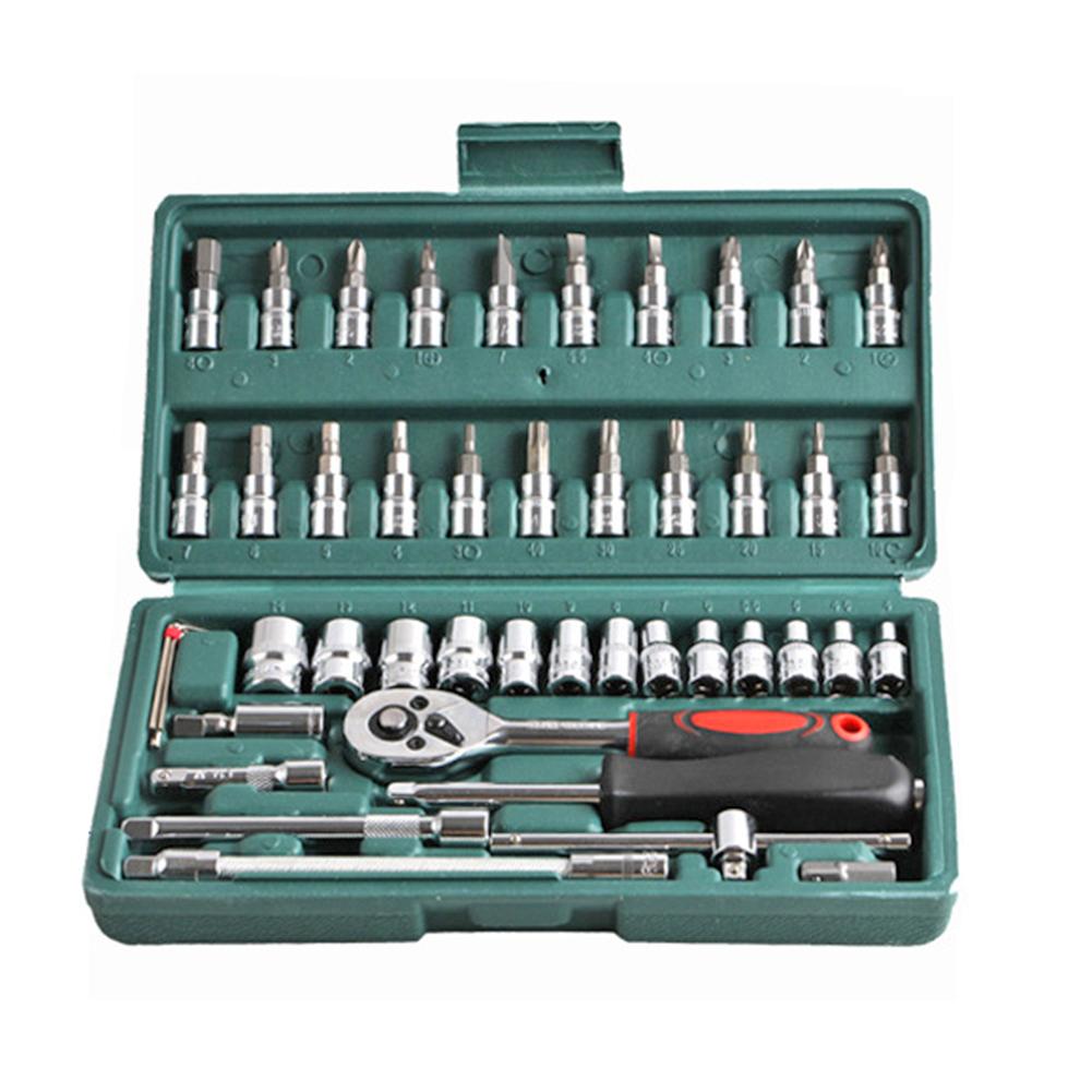 46pcs Socket Wrench Set Ratchet Spanner Multi-functional Car Repair Tool Professional Mechanical Workshop Tools Kit Motorcycle