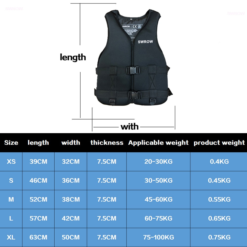 Universal Outdoor Swimming Boating Skiing Driving Vest Neoprene Life Jacket for Adult Children New Water Sports Buoyancy Jacket