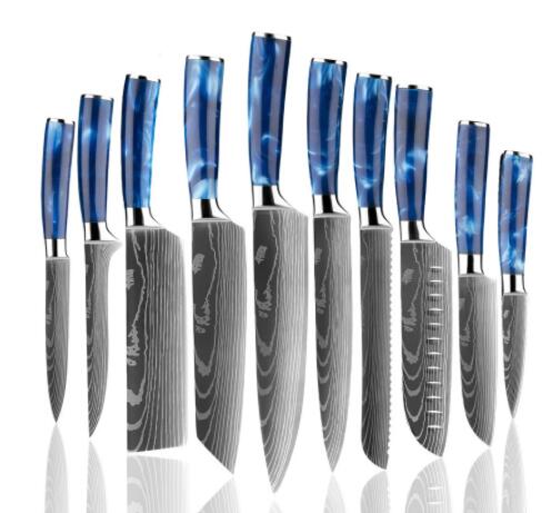 Kitchen knives Set Professional Chef Knives Japanese 7CR17 440C High Carbon Stainless Steel Imitation Damascus Pattern Knife Set