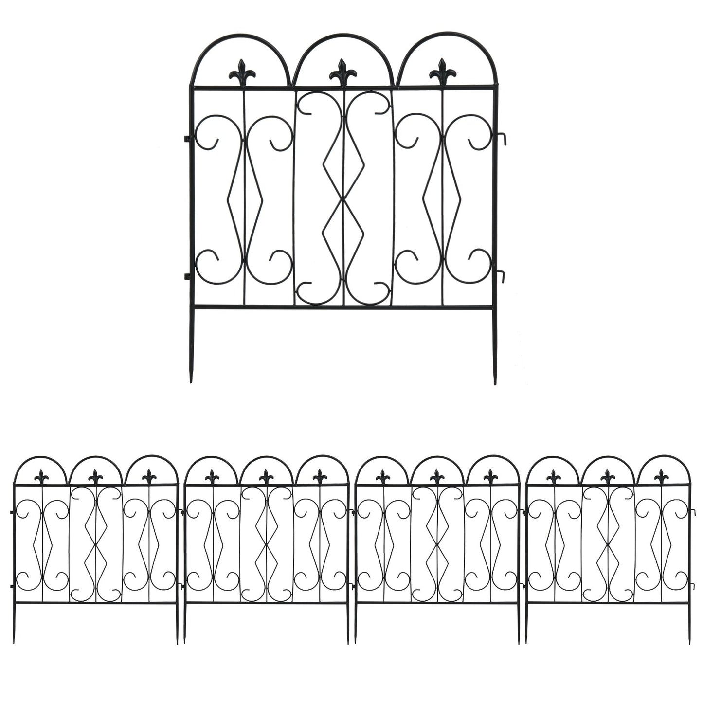 Large Decorative Garden Fence Outdoor Coated Metal Rustproof Landscape Wrought Iron Wire Border Folding Patio