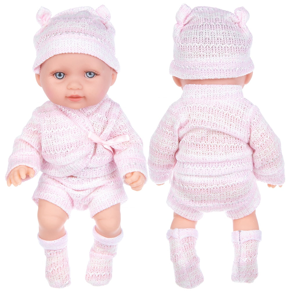 Doll Girl Soft Full Body Toy Model Baby Reborn Baby Doll Vinyl Toddler with Big Eyes Hat Realistic Baby Toy Kids Gift