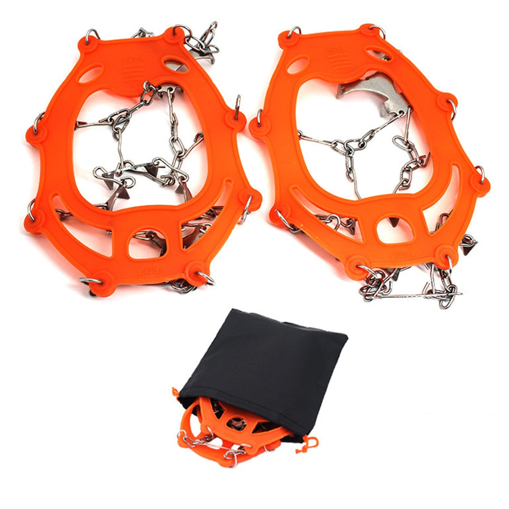 18 Teeth Crampons Anti Slip Outdoor Climbing Ice Claw Gripper Spikes Cleats Winter Climbing Camping Hiking Snowshoes Shoe