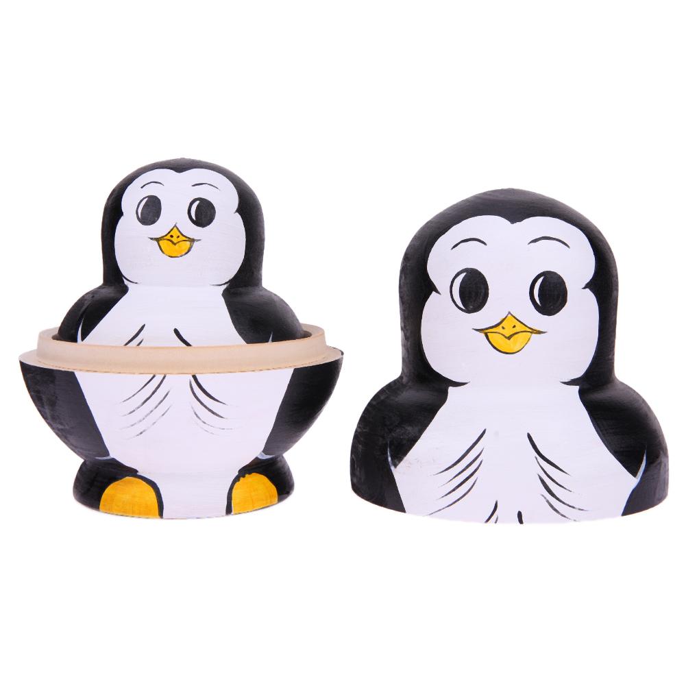 10pcs/Set Penguin Pattern Russian Matryoshka Doll Basswood Creative Wood Toy Gift Hand Paint Crafts Home Decor wholesale