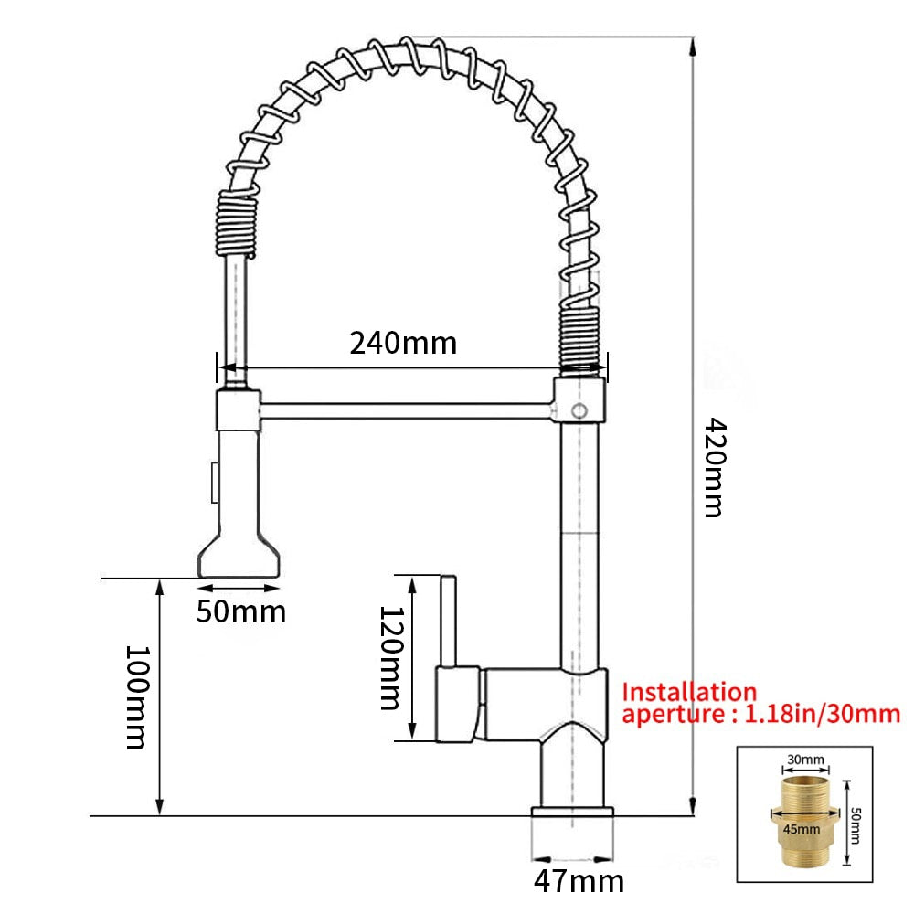 Kitchen Faucets Brush Brass Faucets for Kitchen Sink  Single Lever Pull Out Spring Spout Mixers Tap Hot Cold Water Crane 9009