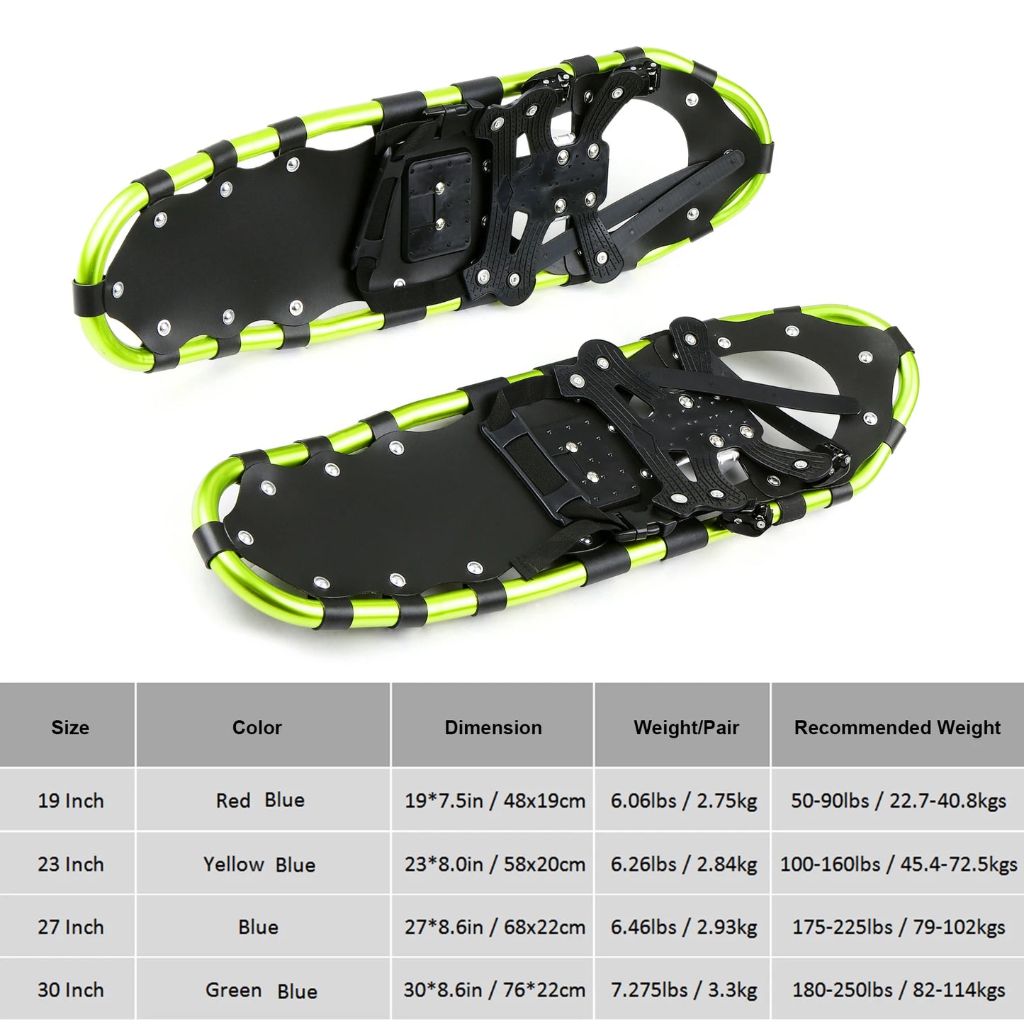 ROEAM Snow Shoes Aluminum Snow Shoes with Adjustable Poles Carry Bag for Women Men Winter Ski boots Snowshoes