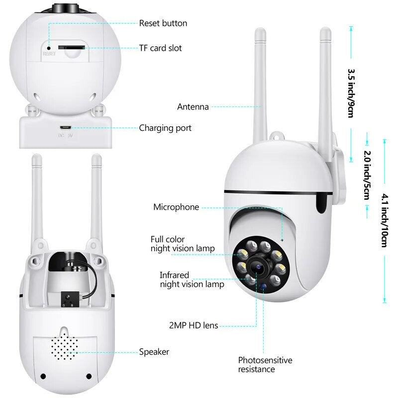 5G PTZ IP Camera 1080P HD WiFi Surveillance Cameras 2MP Full Color Night Vision Security Camera 4x Digital Zoom Wireless Camera