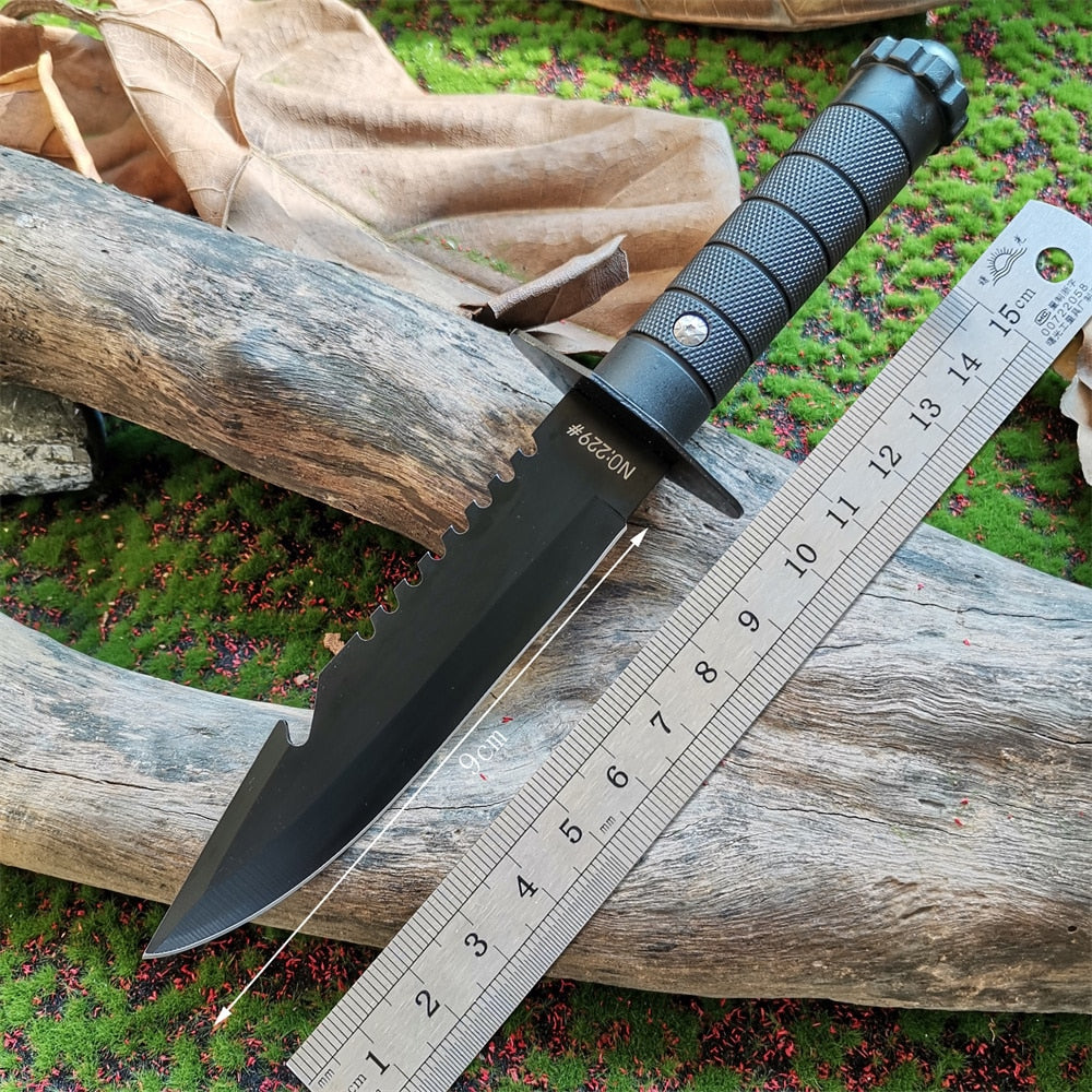 Fixed Blade Hunting Knife, 7Cr13MoV Steel Straight Knife with ABS Handle for Outdoor Camping and Survival, Sharp Tactical Knife