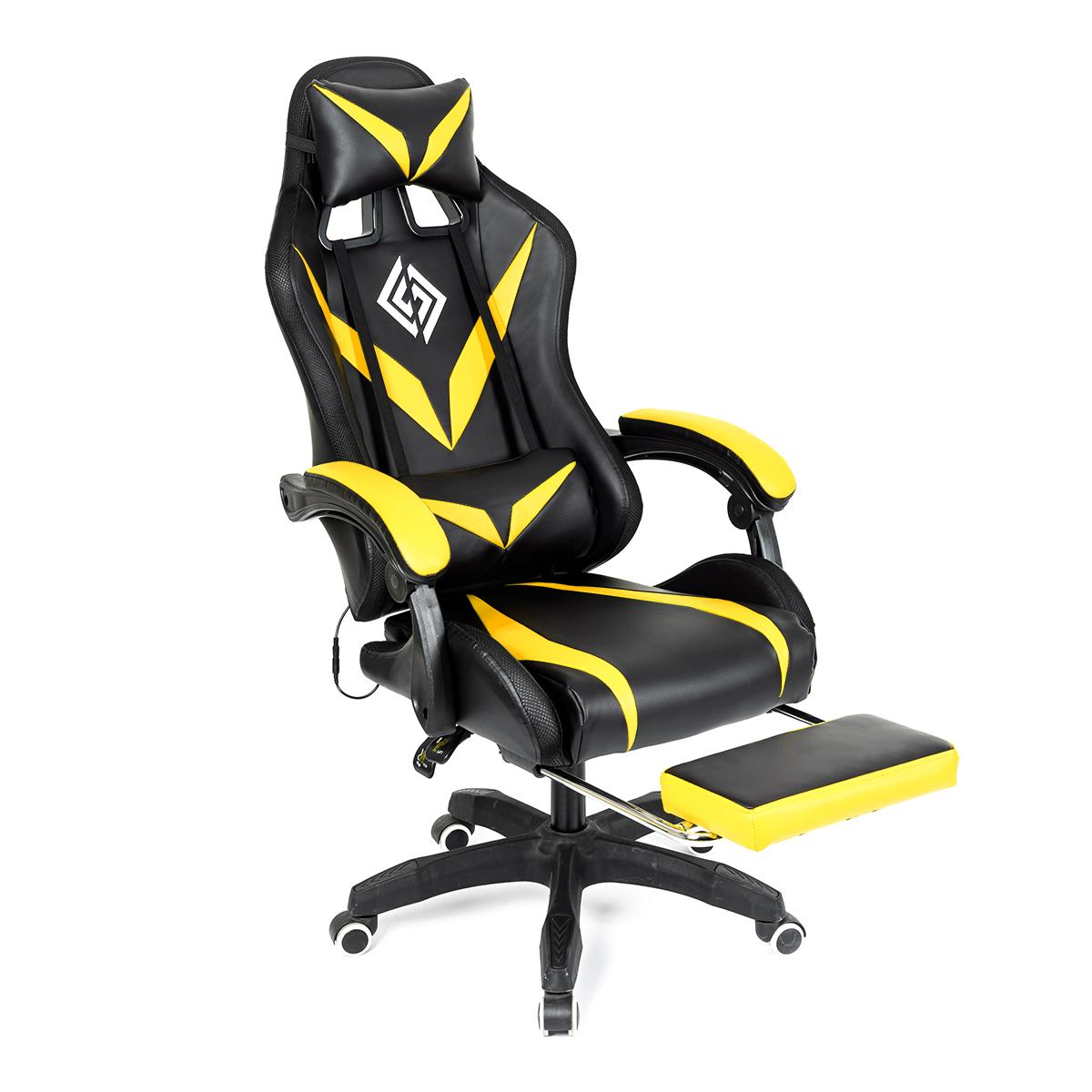 RGB Light Gaming Chair Office Chair Gamer Computer Chair Ergonomic Swivel Chair 2 Point Massage 135° Reclining with Footrest