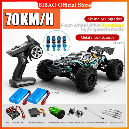 Rc Car Off Road 4x4 High Speed 70KM/H Remote Control Car with LED Headlight Brushless 4WD 1/16 Monster Truck Toys for Boys Gift