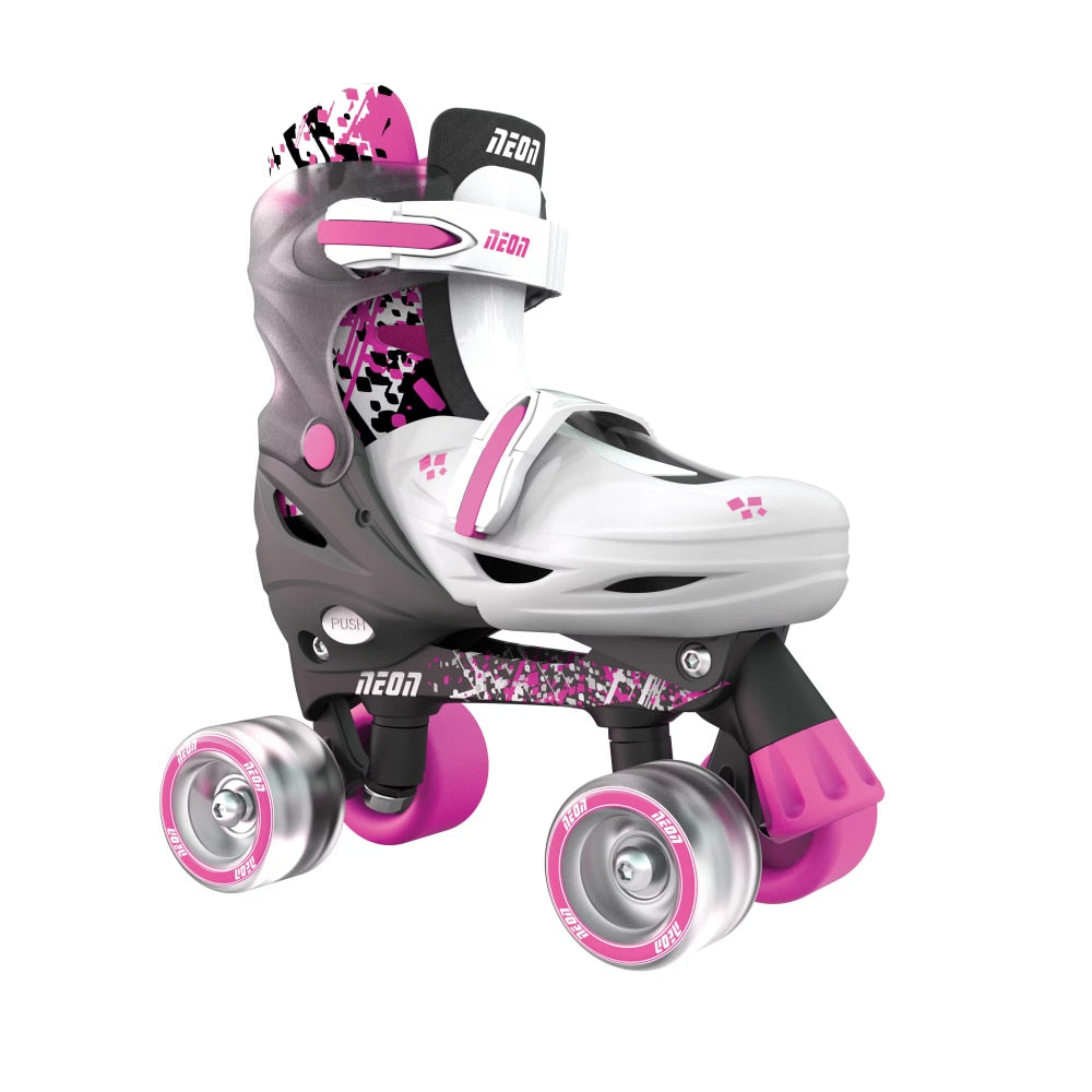 Neon Combo Cyber Skates Kids Size 3-6 Pink/Black, Unisex, One Pair, Kids Skate Inline and Quad