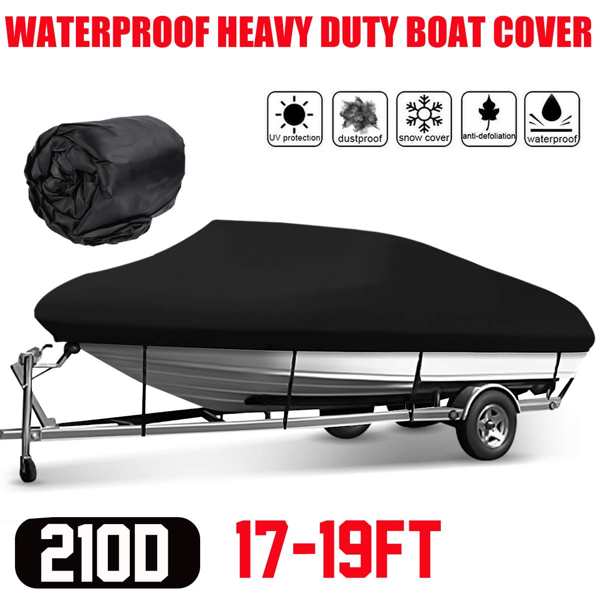 11- 22FT Yacht Boat Cover Boat Cover Anti-UV Waterproof Heavy Duty 210D Marine Trailerable Canvas Boat Accessories