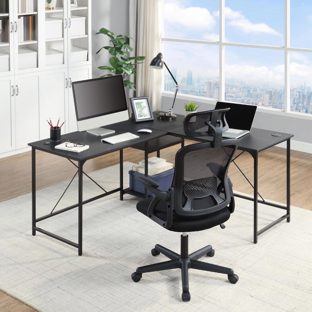 Ergonomic Office Chair with Adjustable Headrest, Black Fabric, 275lb Capacity,25.25 X 24.25 X 44.00 Inches