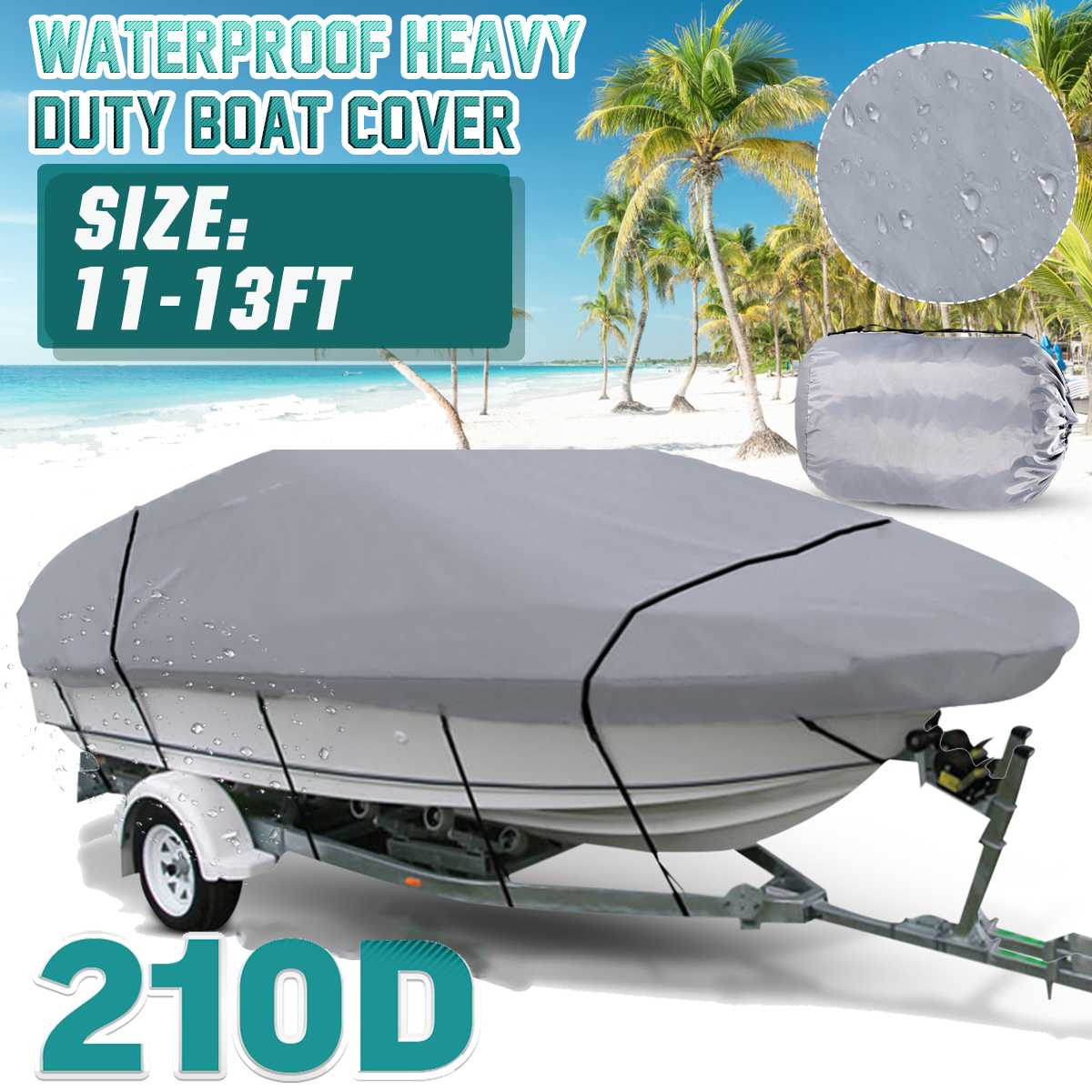 11- 22FT Yacht Boat Cover Boat Cover Anti-UV Waterproof Heavy Duty 210D Marine Trailerable Canvas Boat Accessories