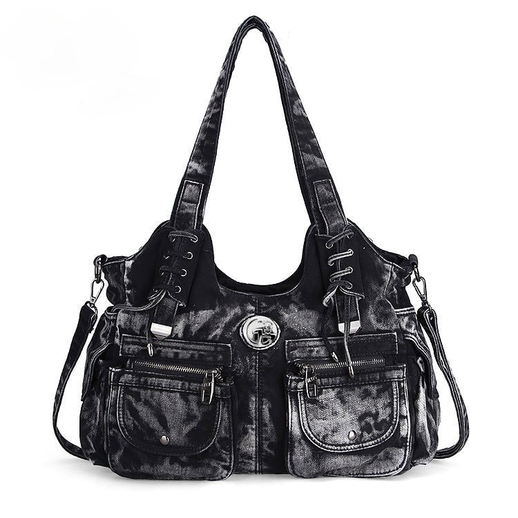 New in Large Capacity Handbag Denim Bag Casual Women Shoulder Bag Jeans Tote Bag Pockets Hobo Bag