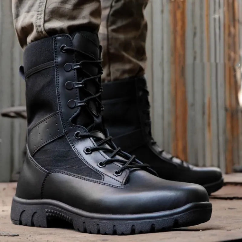 Sshooer Boots Men Outdoor Military Army Special Force Combat Boots Autumn Winter Shoes Microfiber Canvas Work Black Footwear