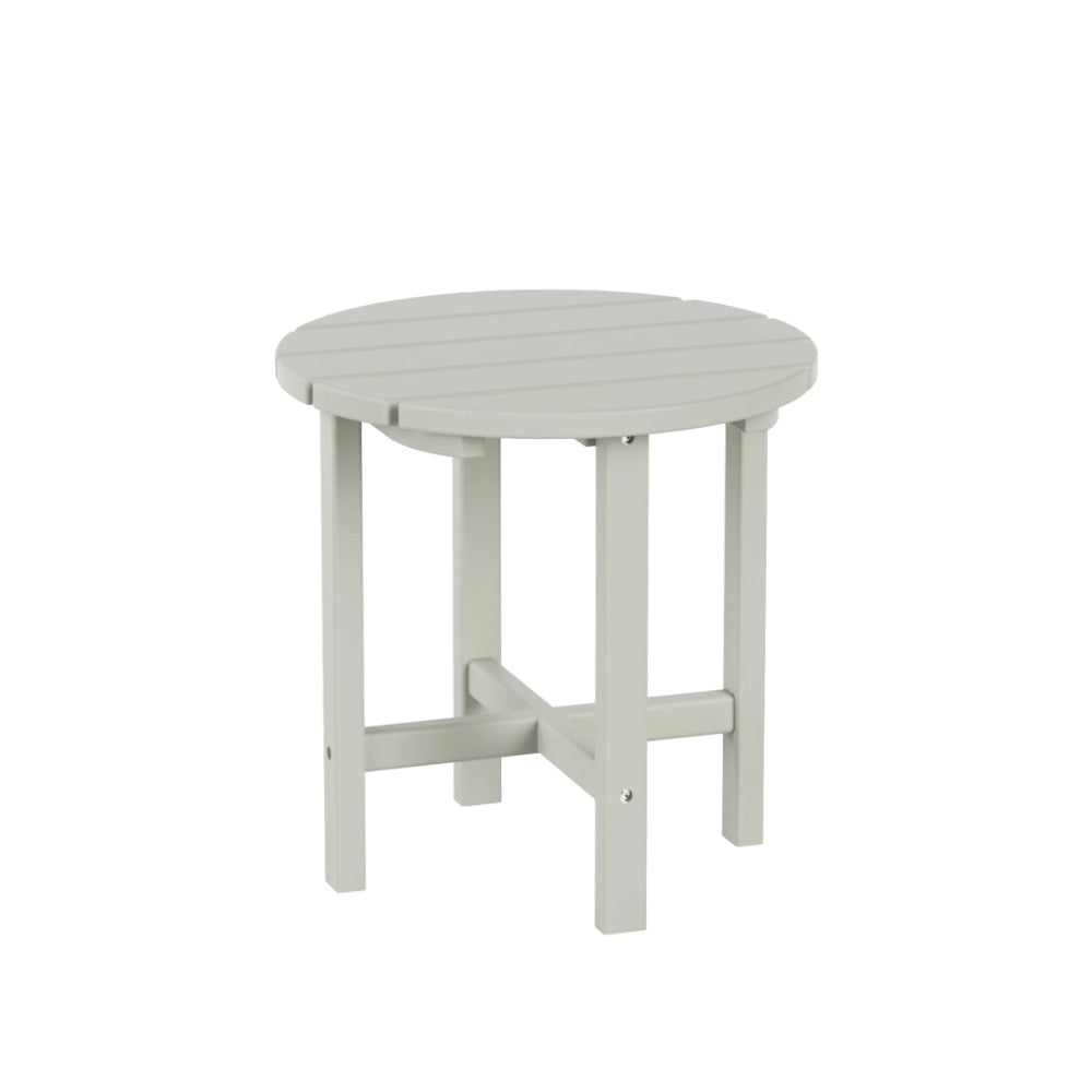 Garden 18 Inch Round Plastic Outdoor Patio Side Table, Sand