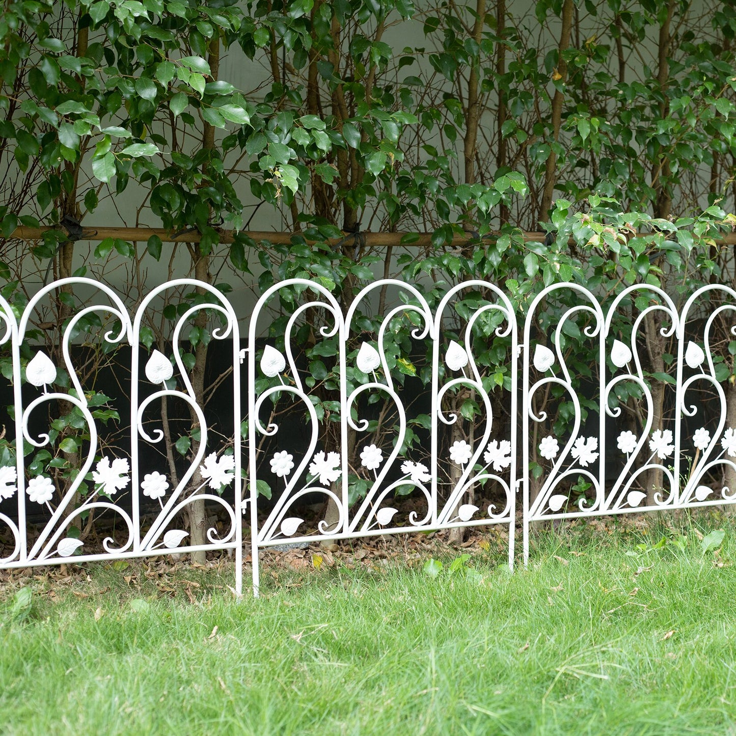 5 Pack Decorative Garden Fence For Landscaping White Panels Rust Proof Metal White