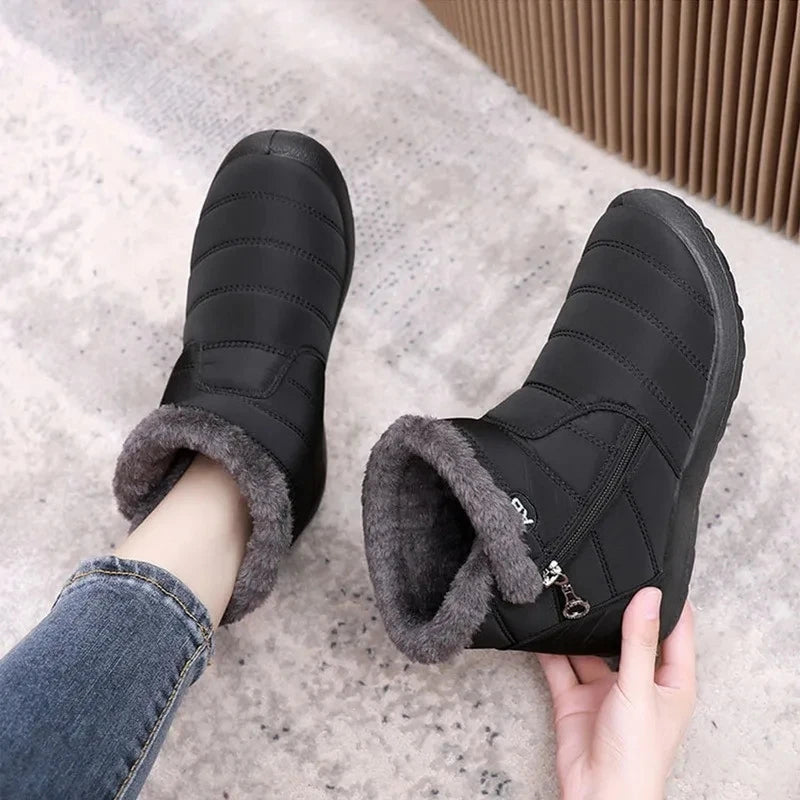 2023 Hot Sellers Waterproof Winter for Faux Fur Long Platform Snow Warm Cotton Couples Shoes Plush Woman Ankle Boots