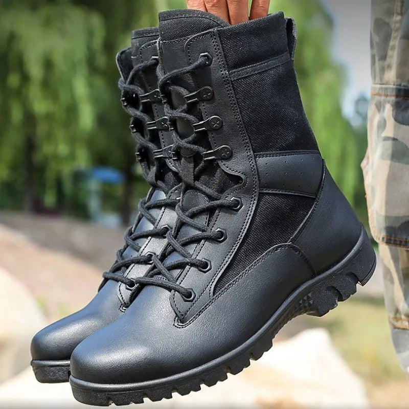 Sshooer Boots Men Outdoor Military Army Special Force Combat Boots Autumn Winter Shoes Microfiber Canvas Work Black Footwear