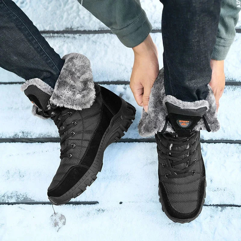 Big Size 48 Boots Platform Men Boots Long Tube Keep Warm Windproof Outdoor Snow Boots Leather Rubber Non-slip Shoes Man