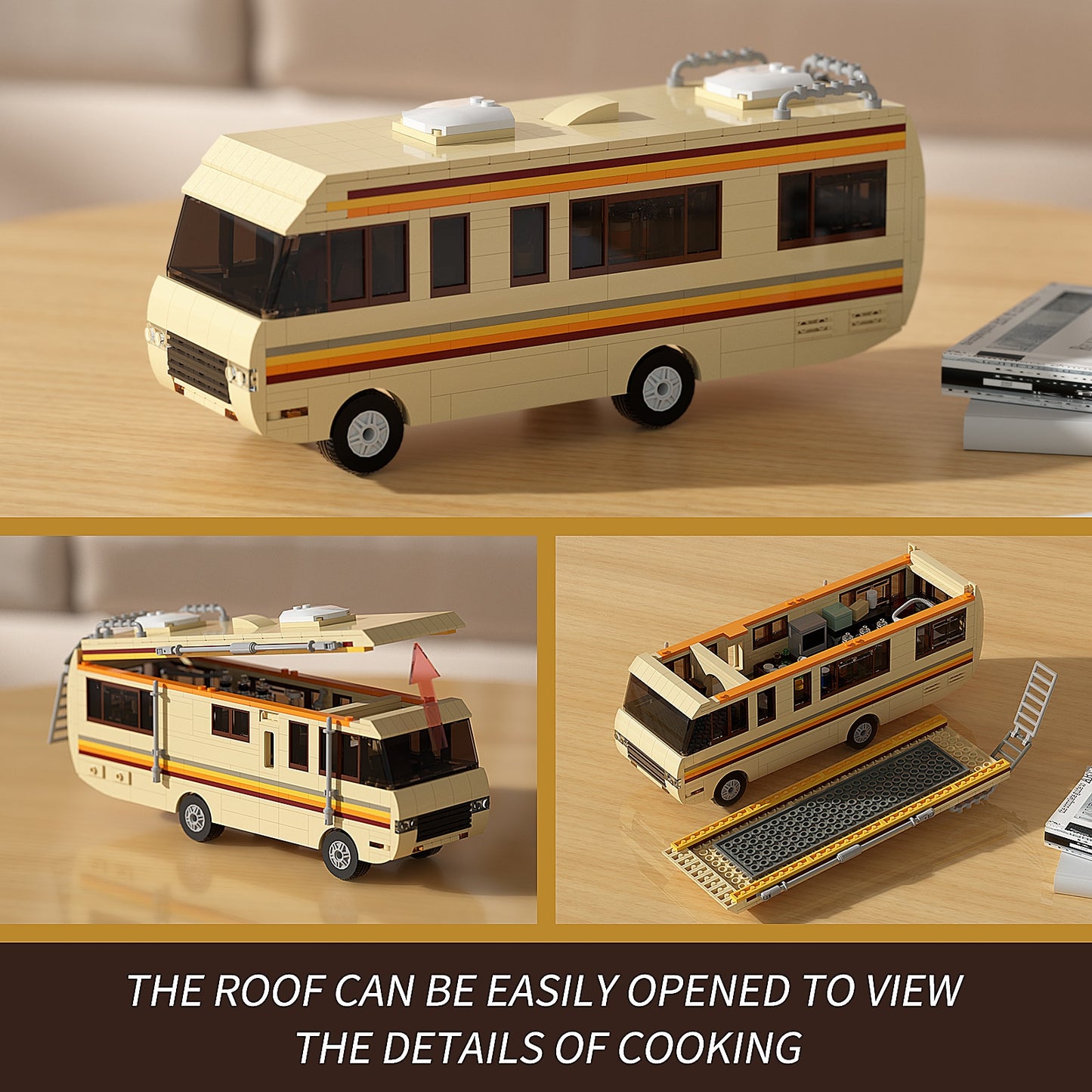 MOC Classic Movie Breaking Bad Car Building Blocks Kit Walter White Pinkman Cooking Lab RV Vehicle Model Toys For Children Gifts