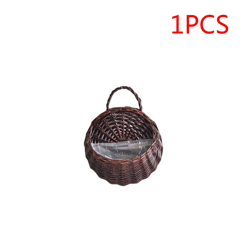 1-4PCS Hanging Planter Wall Mounted Handmade Wicker Flower Pot Hanging Woven Rattan Flower Plant Basket Balcony Garden Decor