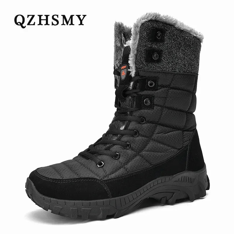 Big Size 48 Boots Platform Men Boots Long Tube Keep Warm Windproof Outdoor Snow Boots Leather Rubber Non-slip Shoes Man