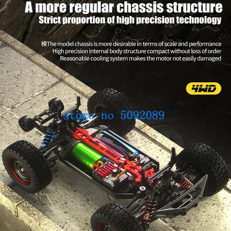 1:14 Full Scale 70KM/H High-Speed Brushless RC Dirft Racing Car 4WD Shock Absorber Lighting Rally Off-Road Radio Control Truck