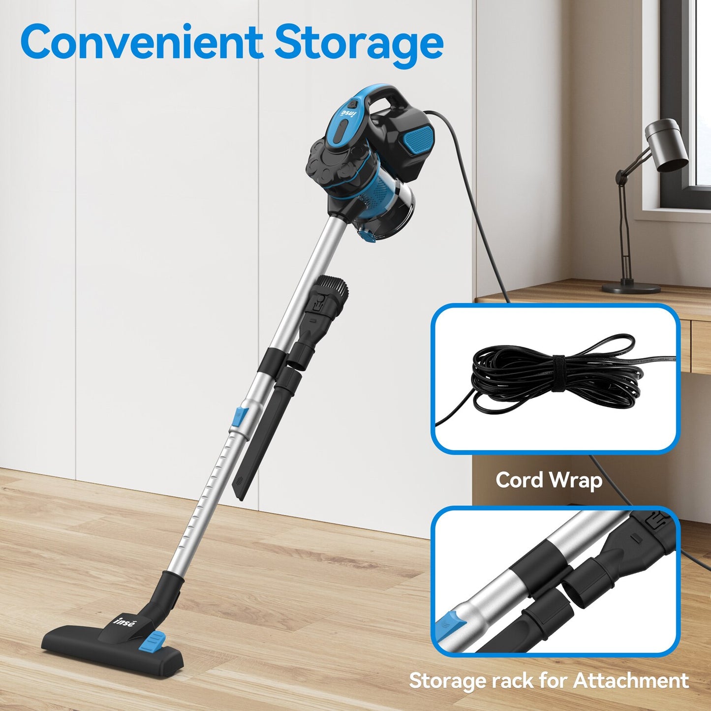 Vacuum Cleaner Corded INSE I5 18Kpa Powerful Suction 600W Motor Stick Handheld Vaccum Cleaner for Home Pet Hair Carpet