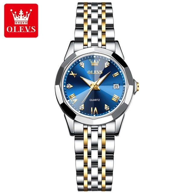 OLEVS Womens Watches Elegant Rhombus Original Quartz Ladies Wristwatch Stainless Steel Waterproof Luminous Top Brand Watch New