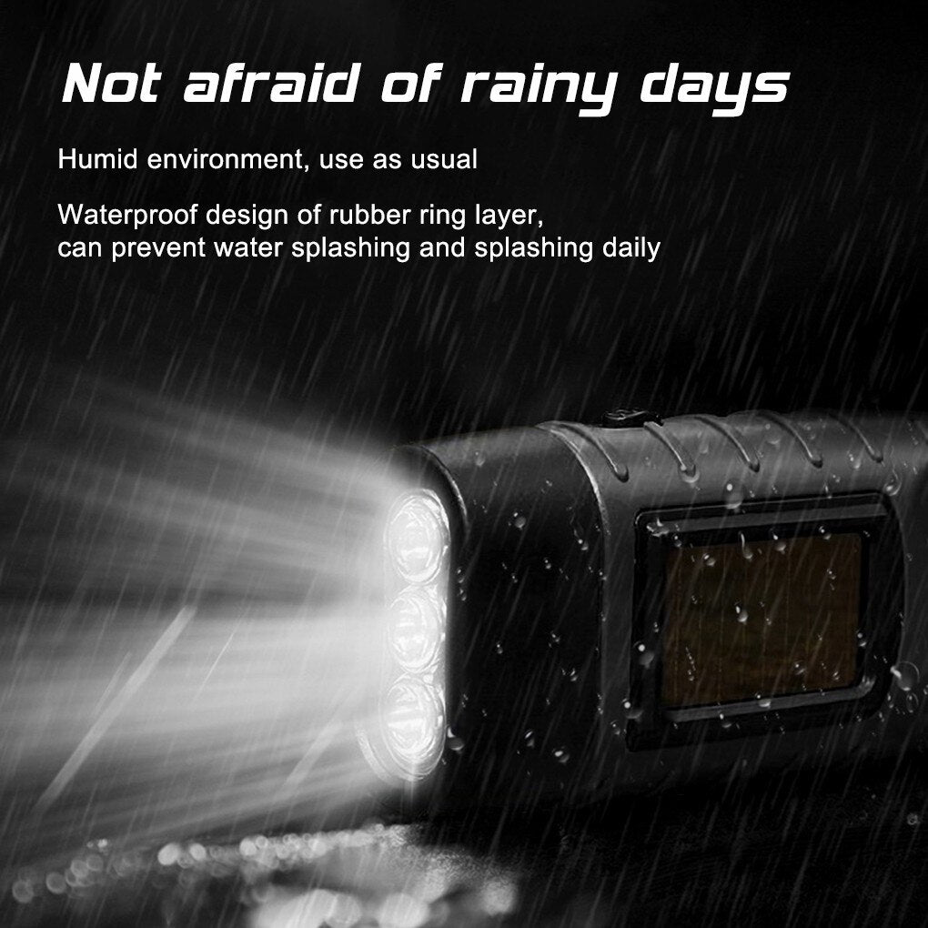 ZK30 Solar Powered Hand Crank LED Flashlight Rechargeable Survival Gear Self Powered Charging Torch Dynamo for Fishing Hiking