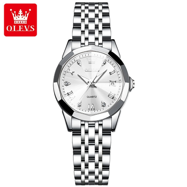 OLEVS Womens Watches Elegant Rhombus Original Quartz Ladies Wristwatch Stainless Steel Waterproof Luminous Top Brand Watch New