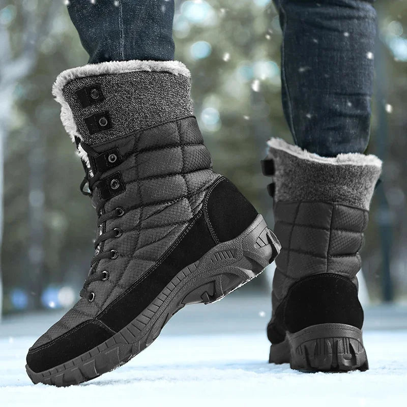 Big Size 48 Boots Platform Men Boots Long Tube Keep Warm Windproof Outdoor Snow Boots Leather Rubber Non-slip Shoes Man