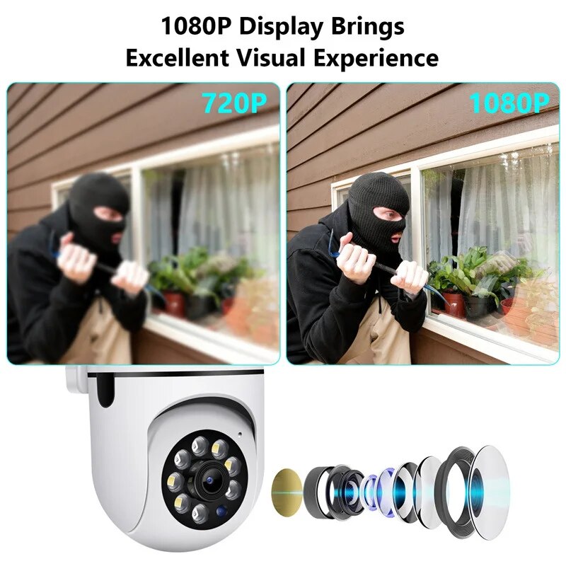 5G PTZ IP Camera 1080P HD WiFi Surveillance Cameras 2MP Full Color Night Vision Security Camera 4x Digital Zoom Wireless Camera