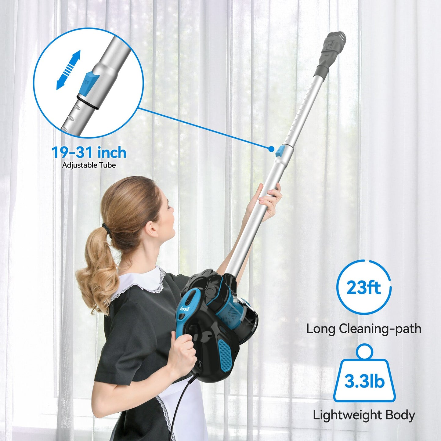 Vacuum Cleaner Corded INSE I5 18Kpa Powerful Suction 600W Motor Stick Handheld Vaccum Cleaner for Home Pet Hair Carpet