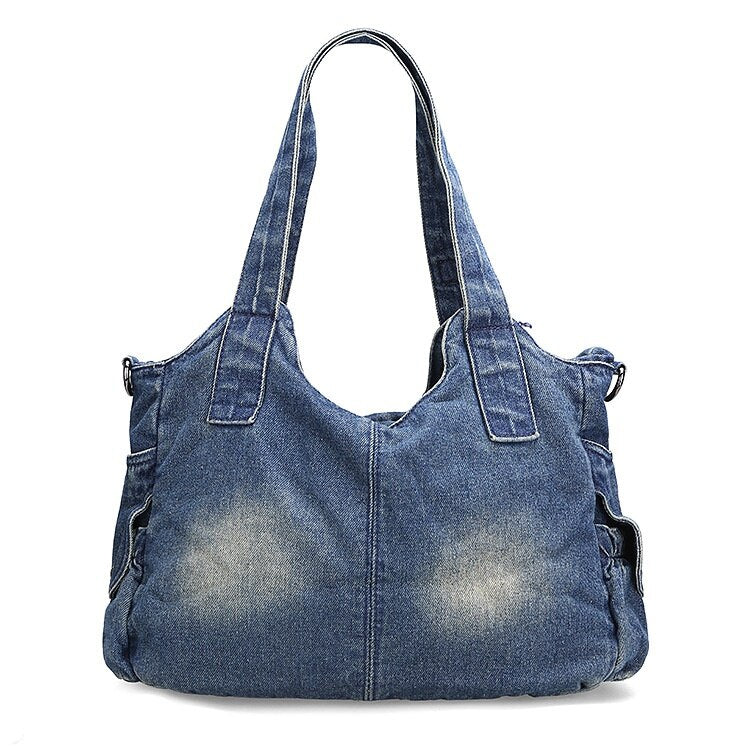 New in Large Capacity Handbag Denim Bag Casual Women Shoulder Bag Jeans Tote Bag Pockets Hobo Bag