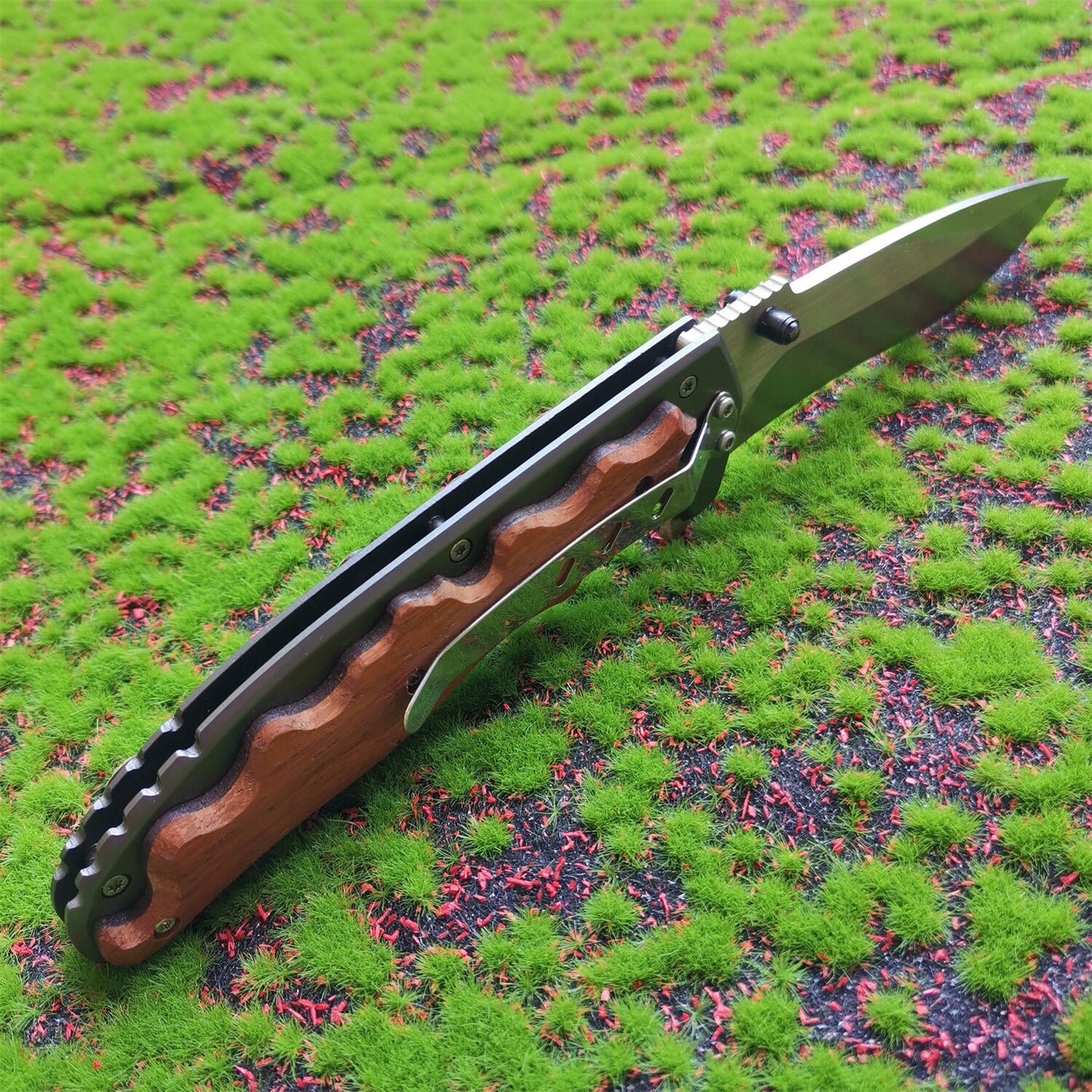 Camping Knife Survival Tool 8CR15 Steel Folding Knife Wood Handle Outdoor Defense EDC Tool Pocket Knives