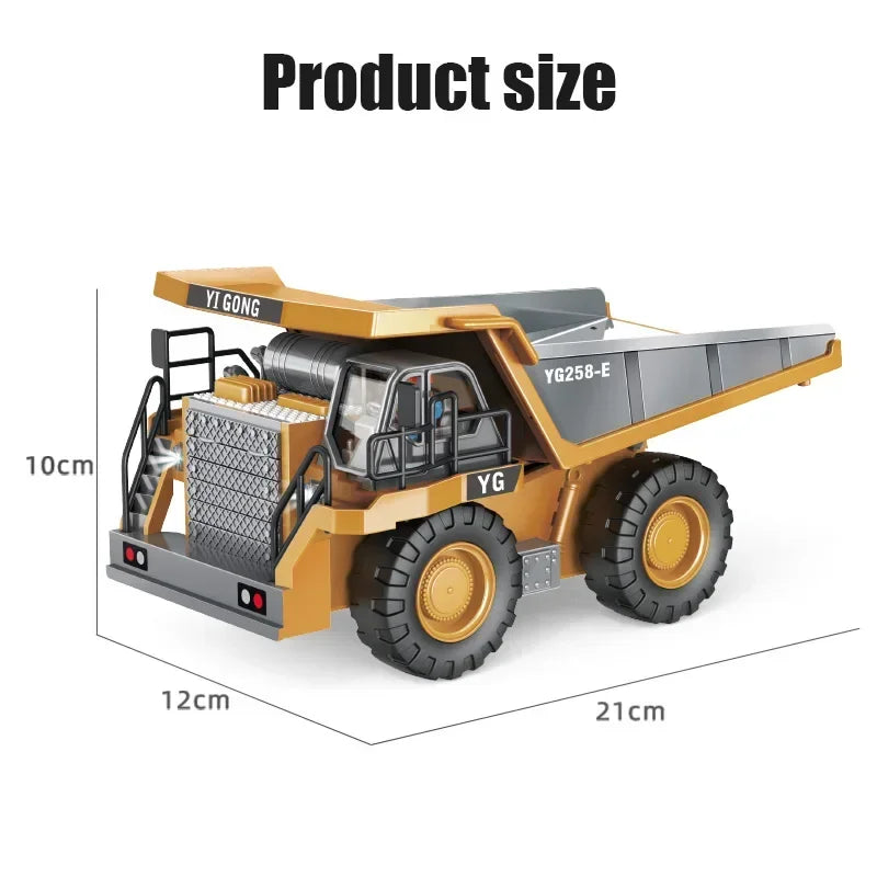 1:24 9CH RC Alloy Dump Truck Car Engineering Vehicle Forklift Heavy Excavator Remote Control Car Toys for Boys Children's Gifts