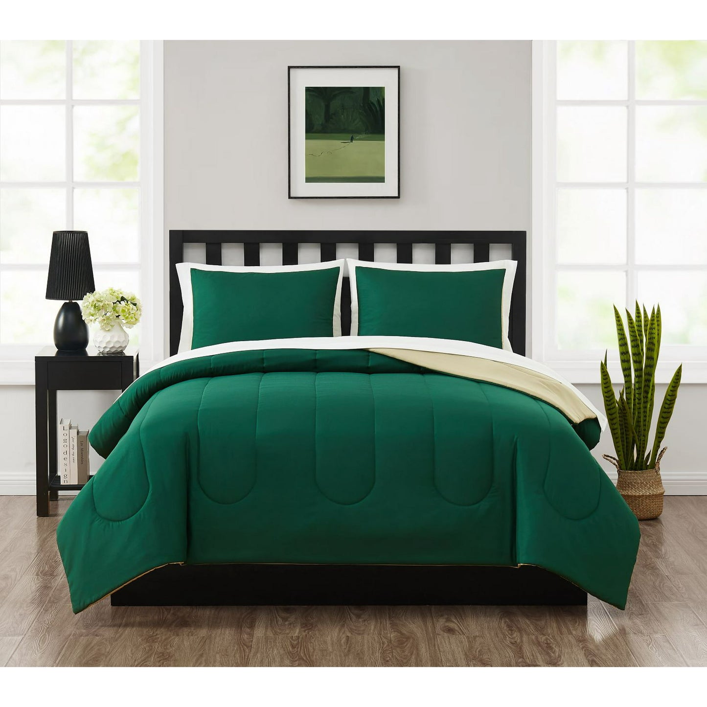 Mainstays Green 7 Piece Bed in a Bag Comforter Bedding Set with Sheets