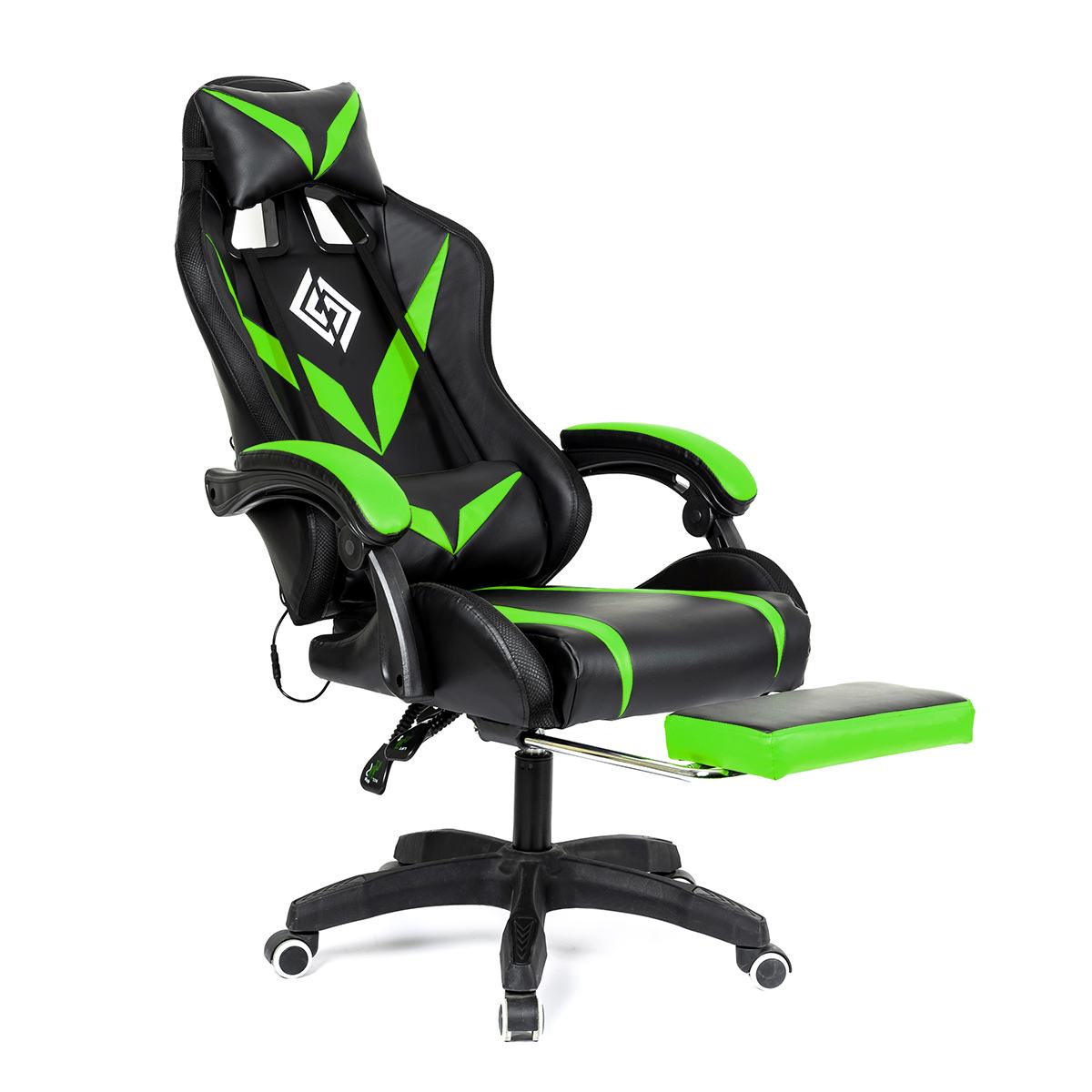 RGB Light Gaming Chair Office Chair Gamer Computer Chair Ergonomic Swivel Chair 2 Point Massage 135° Reclining with Footrest