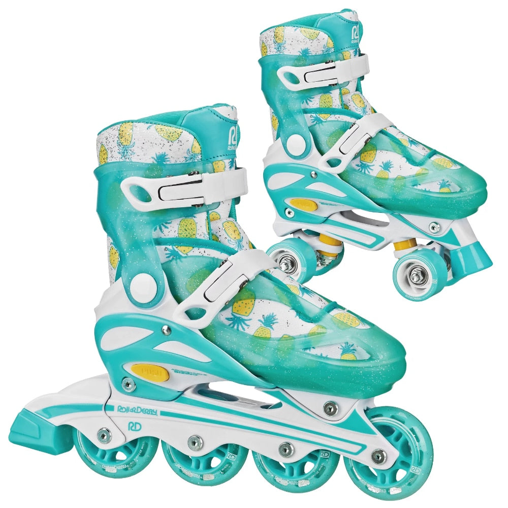 Roller Derby Sprinter Girls 2-in-1 Quad Roller and Inline Skates Combo, Multiple Sizes and Colors