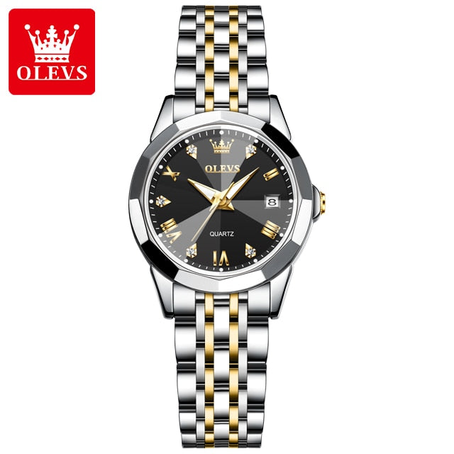 OLEVS Womens Watches Elegant Rhombus Original Quartz Ladies Wristwatch Stainless Steel Waterproof Luminous Top Brand Watch New