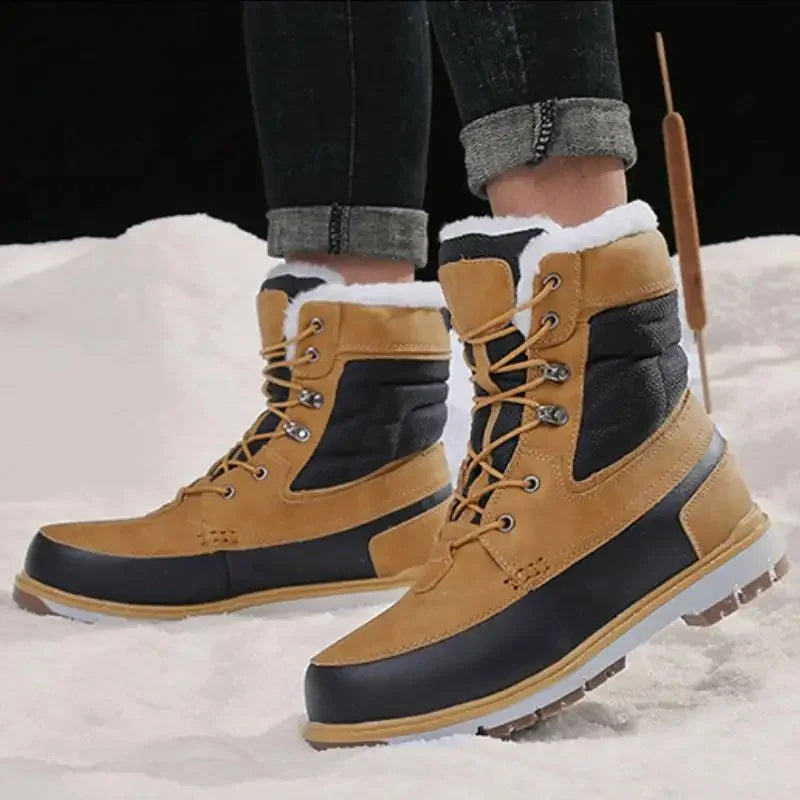 Men Boots 2023 Winter Shoes for Men Warm Snow Boots Mid-calf Men Thick Plush Leather Men Fashion Boots